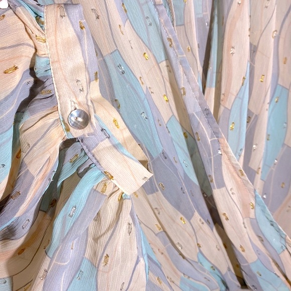 Lovestitch Hi-Lo Pastel with Metallic Thread Blouse Size Lg Flattering Fit! - Picture 4 of 15